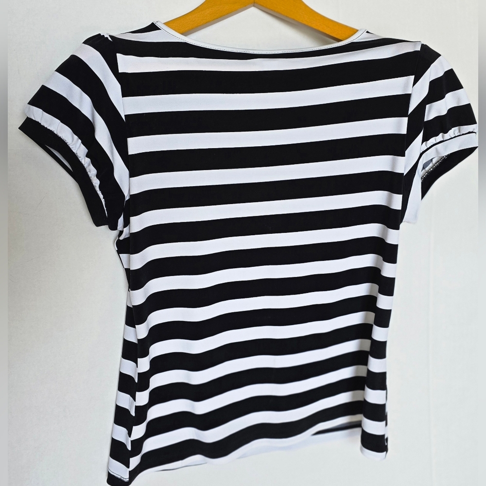 Worthington Petite Black and White Striped Women's Top size PL - Picture 2 of 7